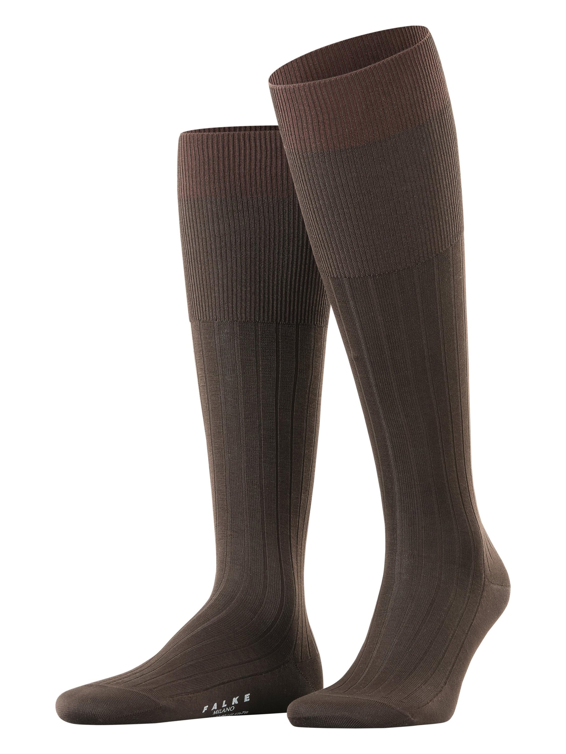 FALKE Knee High Socks 'Milano' in Brown: front