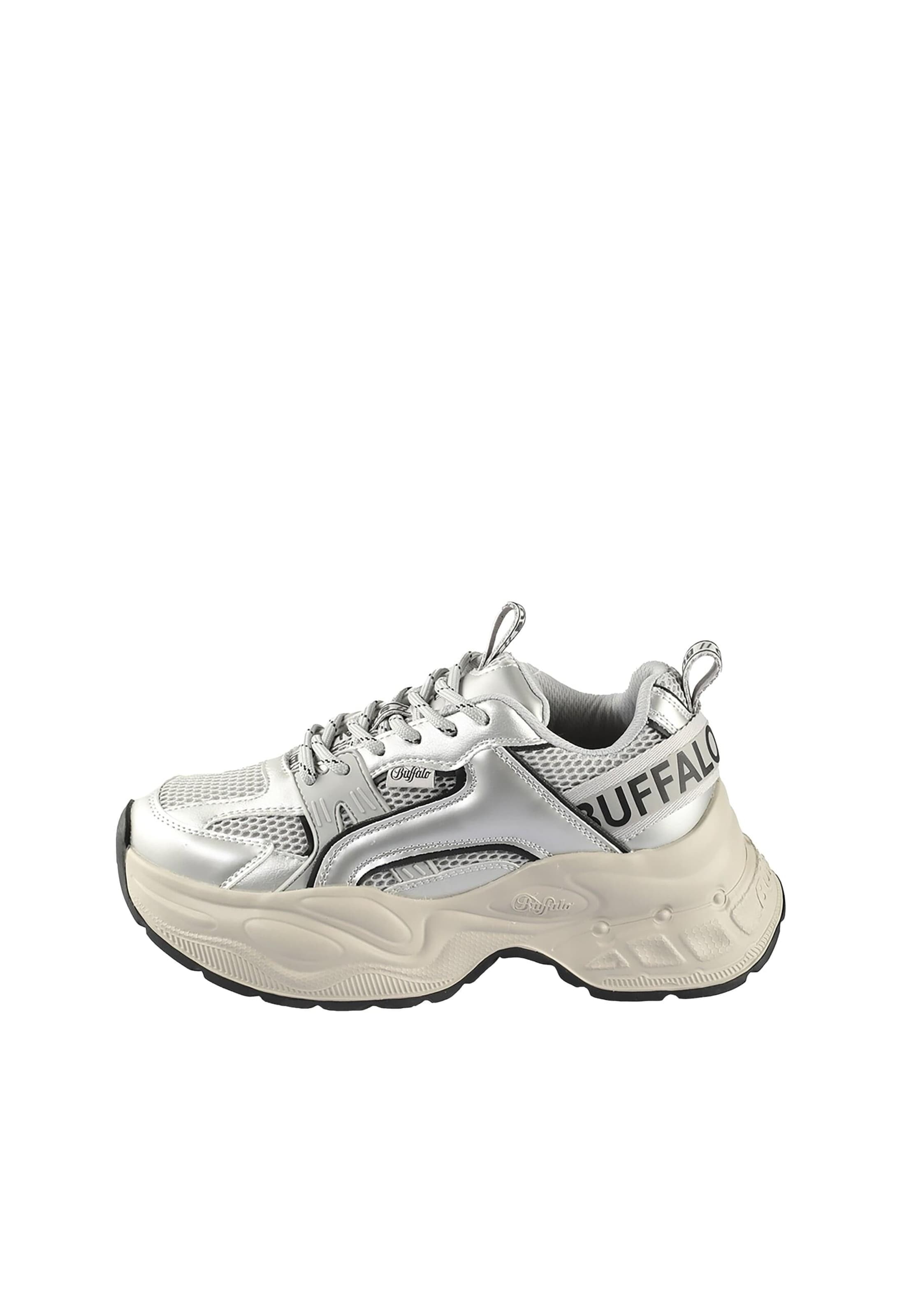 BUFFALO Baskets basses en 36 en noir / argent / blanc, Vue avec produit