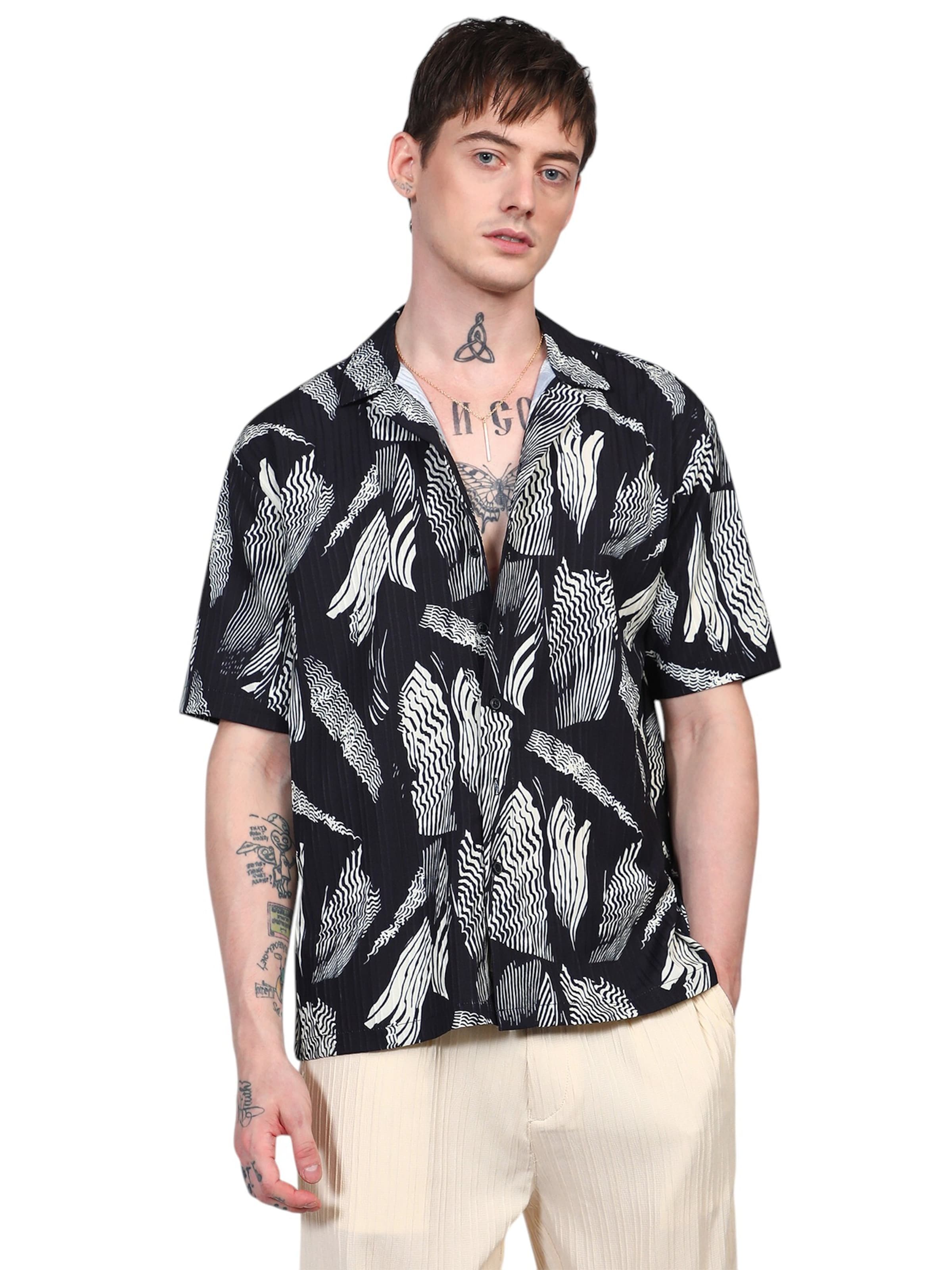 Coupe regular Chemise 'Tammara' Campus Sutra en noir : devant