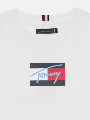 balta TOMMY HILFIGER Marškinėliai 'Script Flag Tee Baby'