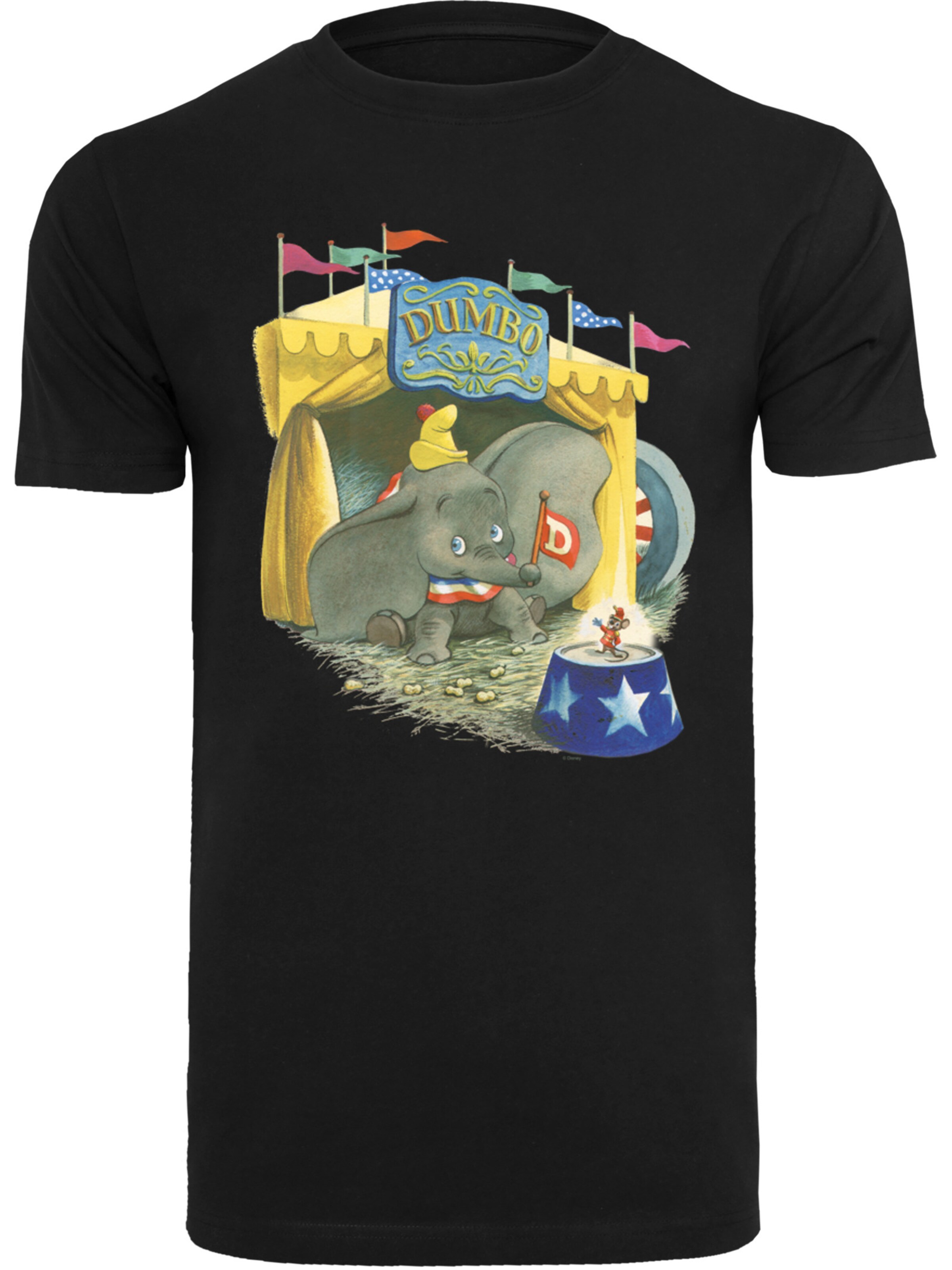 F4NT4STIC Shirt 'Disney Dumbo Circus' in Zwart: voorkant
