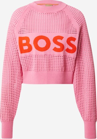 rozā BOSS Džemperis: no priekšpuses