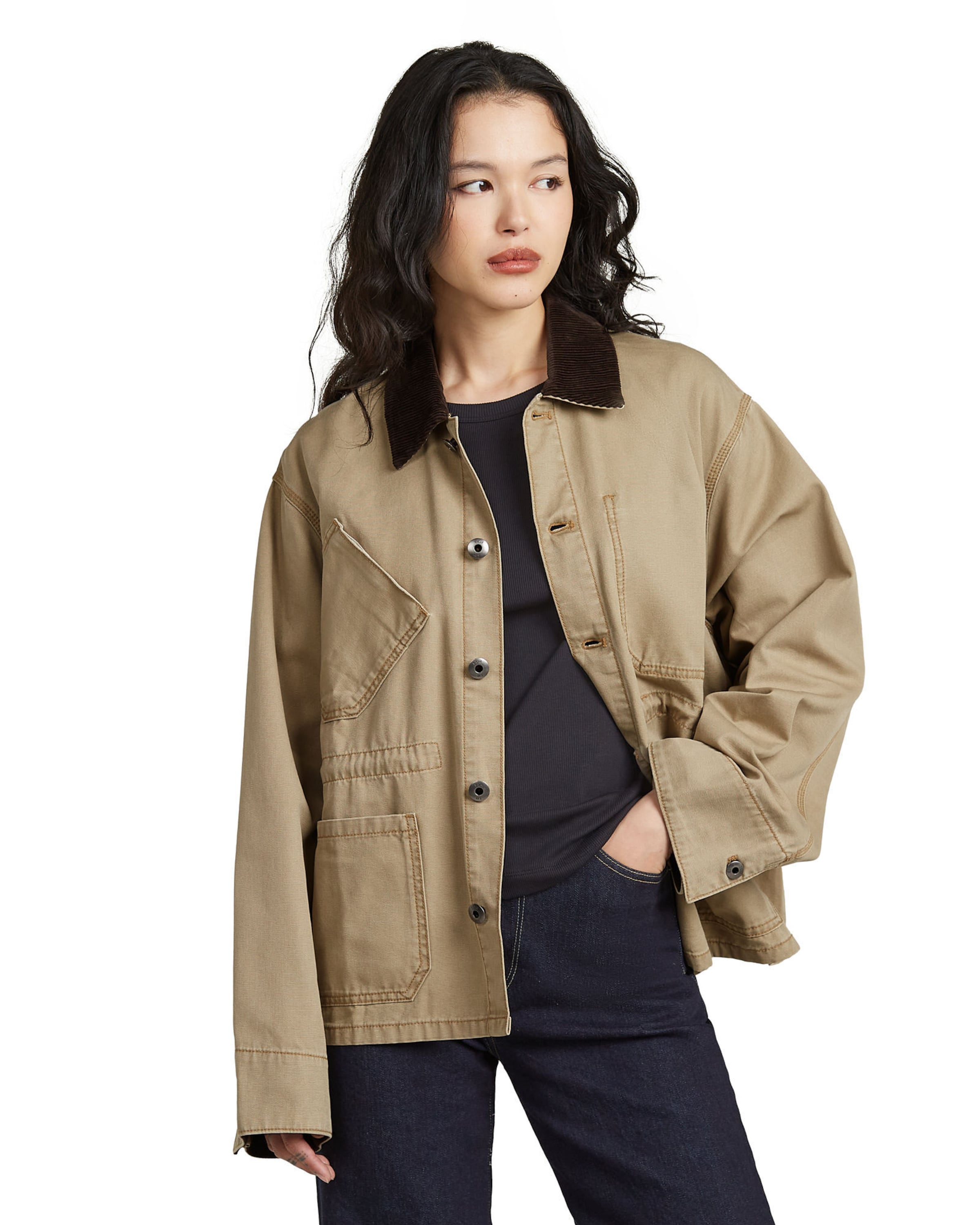 G-STAR Winterjas 'Boyfriend Barn Jacket' in Beige