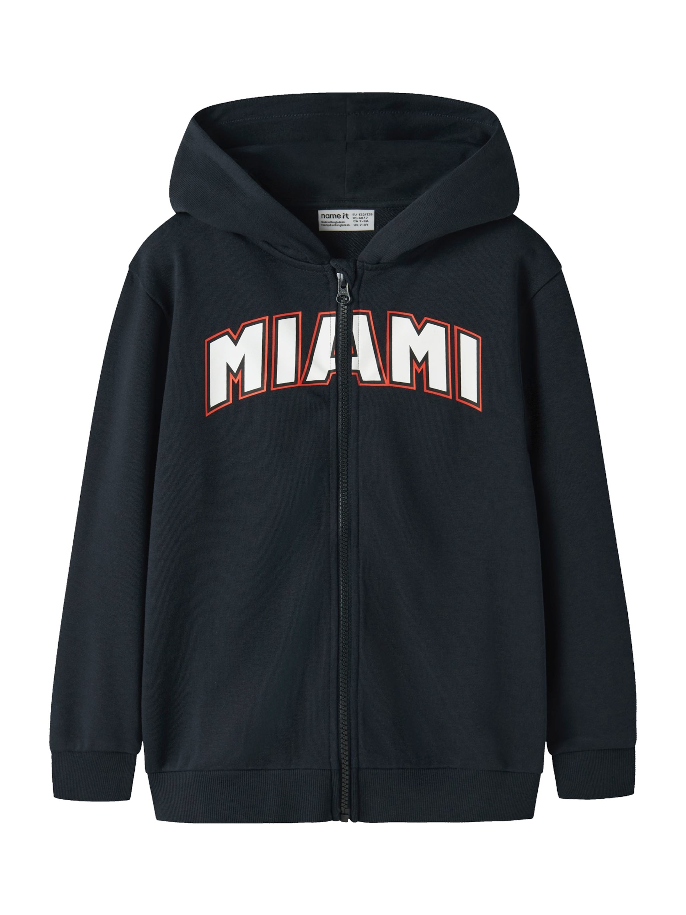 NAME IT - Sudadera con cremallera 'NKMBEN' en negro: frente