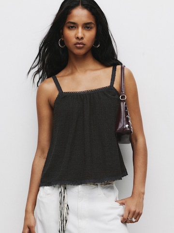 Pull&Bear Top – černá: přední strana