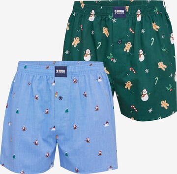 Happy Shorts Boxershorts ' XMAS ' in Blauw: voorkant