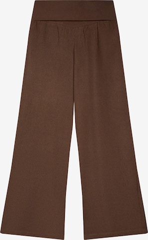 Wide Leg Pantalon Bershka en marron : devant