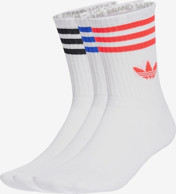 ADIDAS ORIGINALS Къси чорапи '3-Stripes Crew 3 Pairs' в бяло: отпред