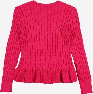 Polo Ralph Lauren Knit Cardigan 'PEPLUM' in Pink