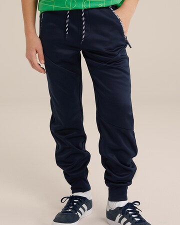 WE Fashion Tapered Trousers in Blue: front