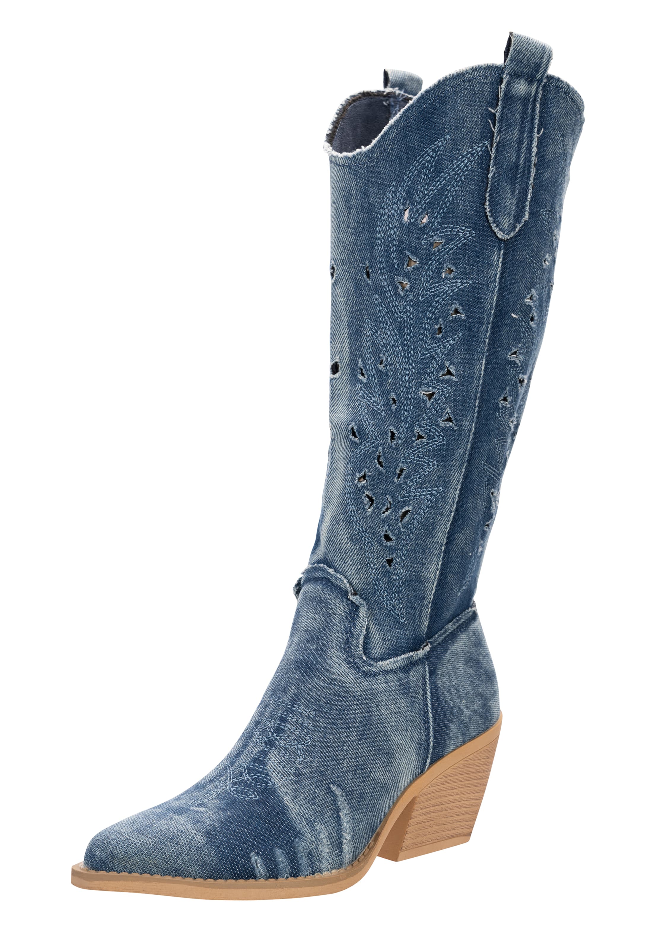 Salinyang Cowboylaarzen in Blauw: voorkant