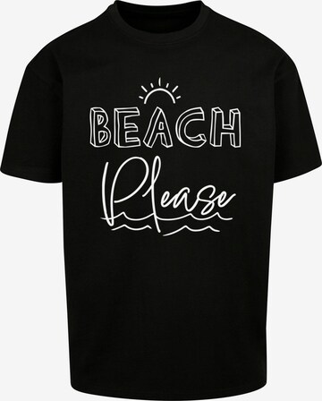 Merchcode Shirt 'Beach Please' in Zwart: voorkant