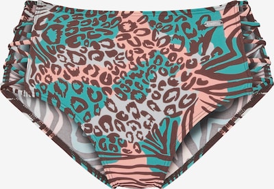 Slip costum de baie VENICE BEACH pe ciocolatiu / verde jad / roz deschis / alb, Vizualizare produs