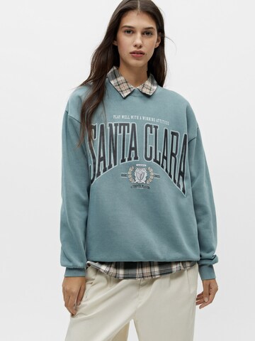 Pull&Bear Sweatshirt in Groen: voorkant