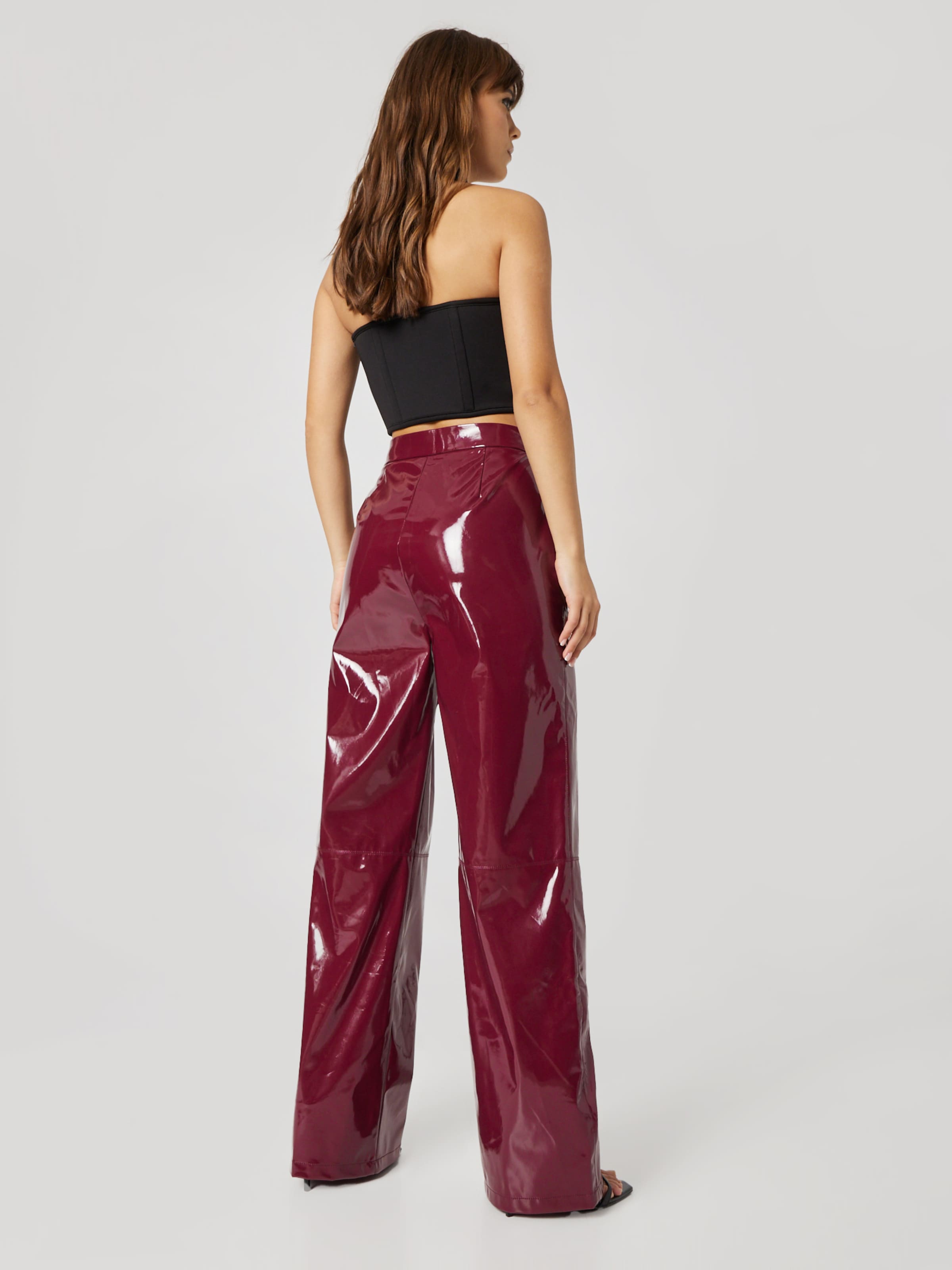 Burgundy vinyl shop pants