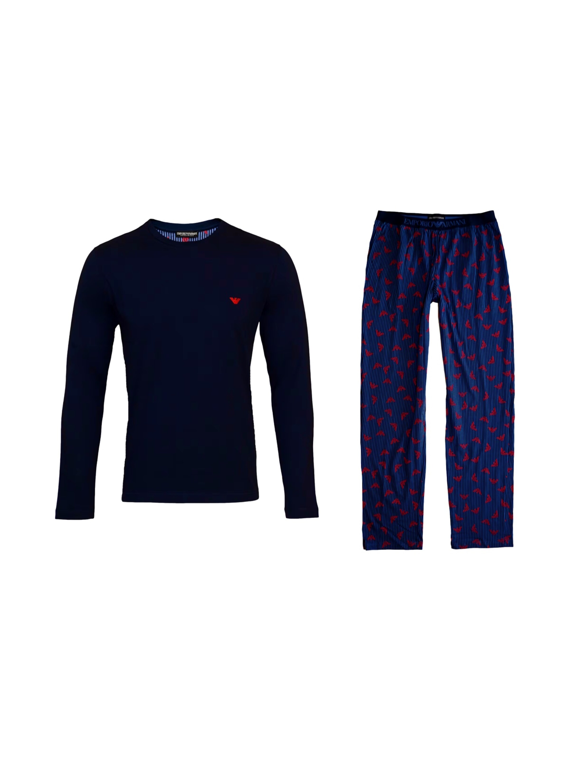 Emporio Armani - Pijama comprido em azul: frente