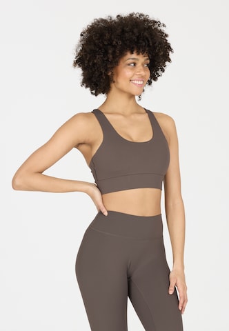 Athlecia Bustier Sport-BH 'Gaby' in Braun: Vorderseite