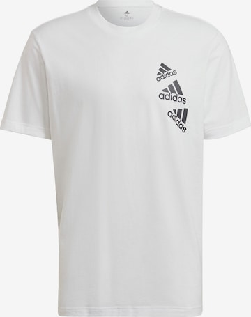ADIDAS SPORTSWEAR - Camisa funcionais 'Essentials Brandlove' em branco: frente