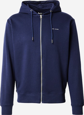 Pepe Jeans - Sudadera con cremallera en azul: frente