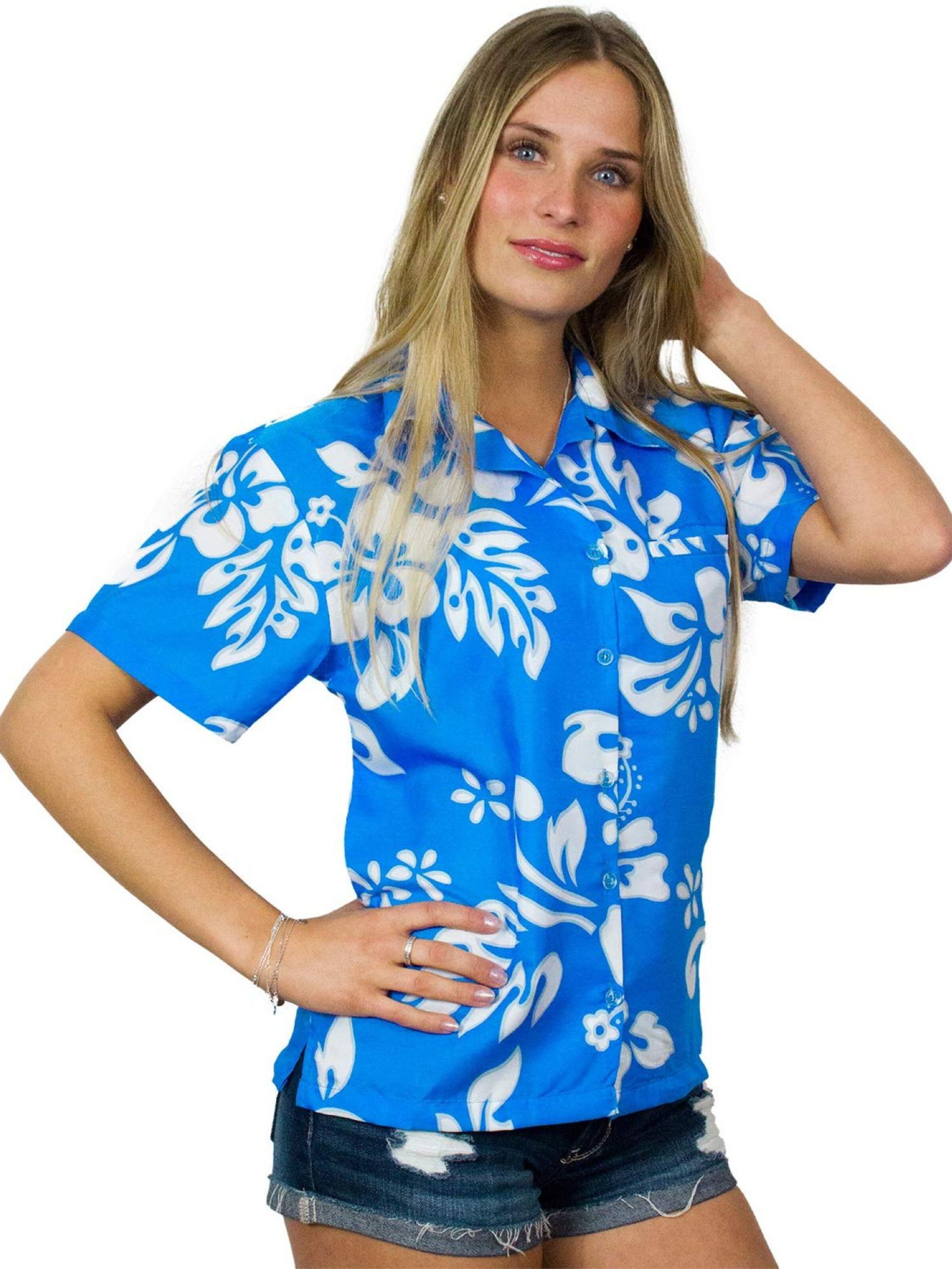 King Kameha Blouse 'Hibiscus' in Blue