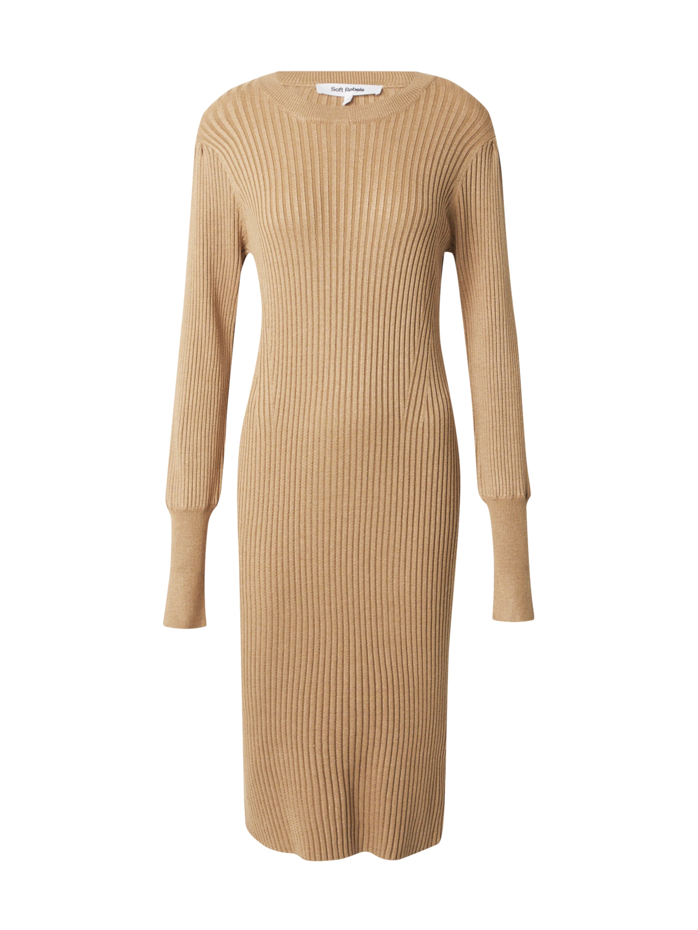 Soft Rebels Pletena obleka 'Noa' | svetlo rjava barva, Prikaz izdelka