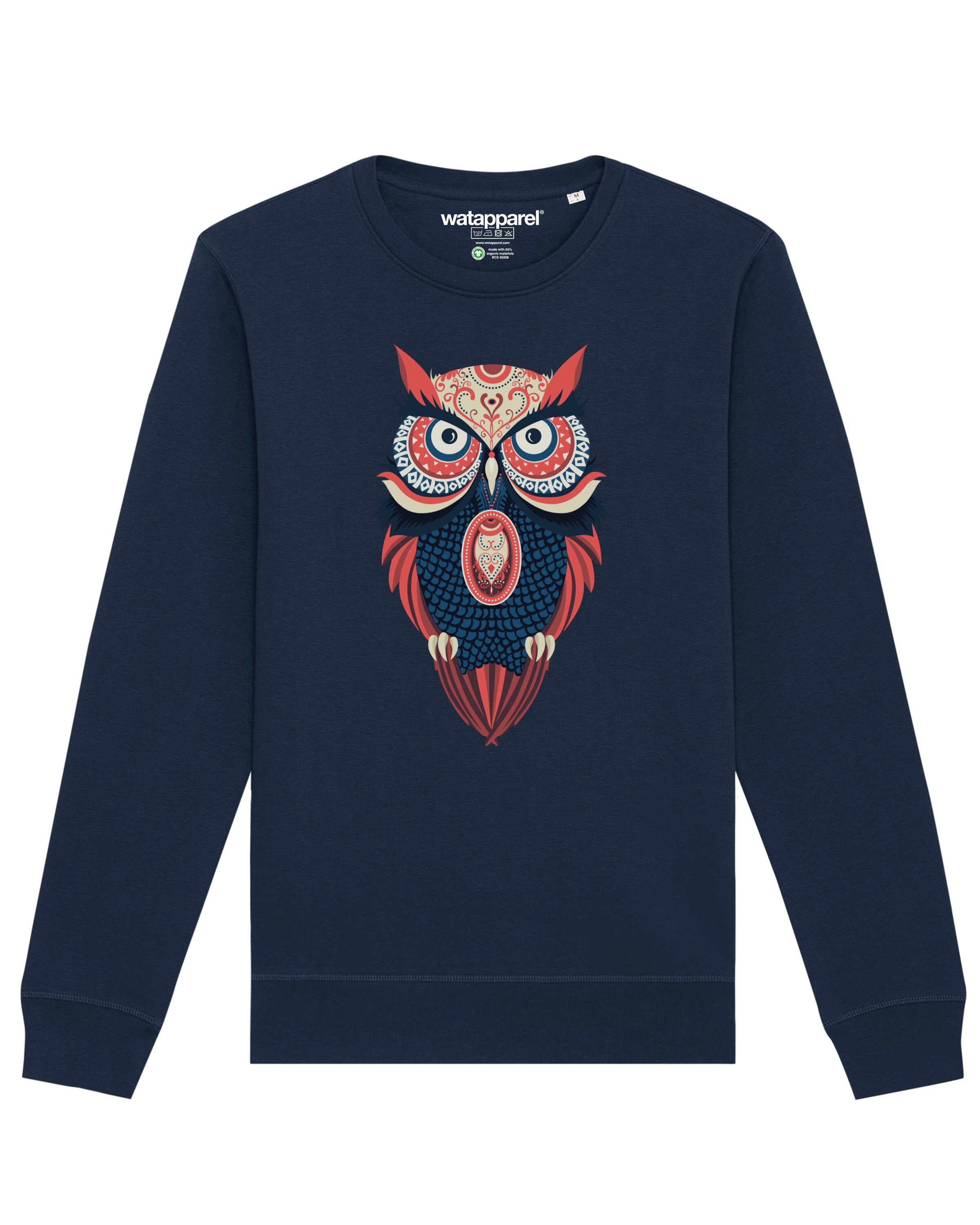 Watapparel Sweatshirt ' Colorful Owl ' in Blue: front