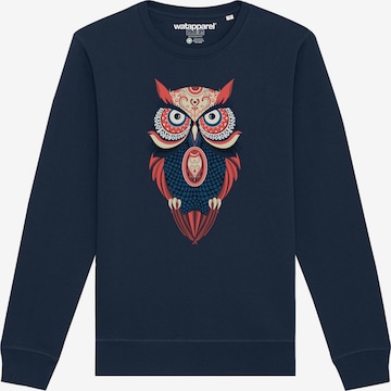 Watapparel Sweatshirt ' Colorful Owl ' in Blauw: voorkant