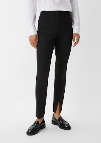 COMMA Slim fit Trousers in Black: front