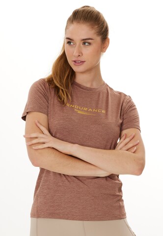 ENDURANCE Functioneel shirt 'Wange' in Bruin: voorkant