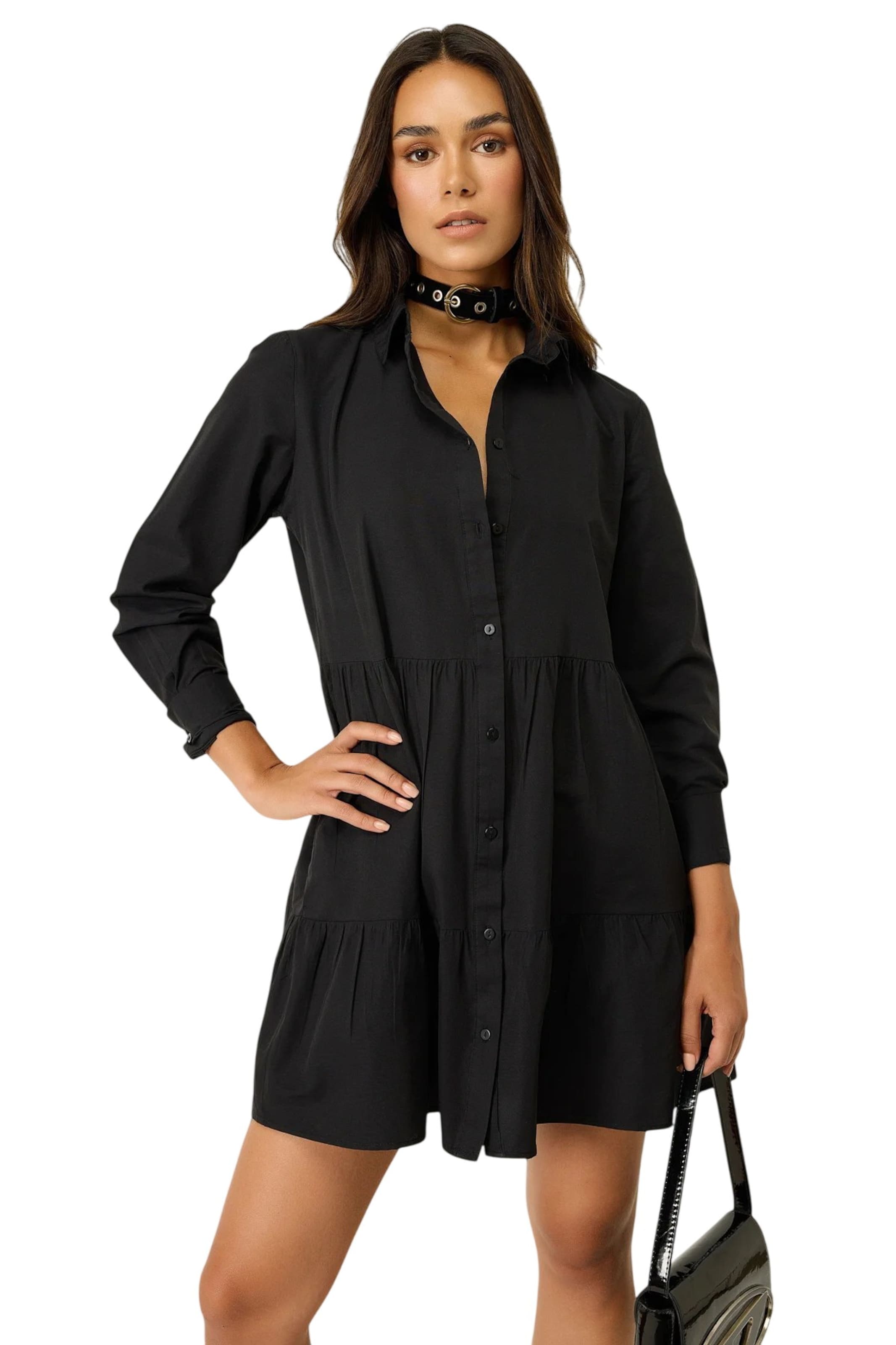 No Matter What Shirt Dress in Black