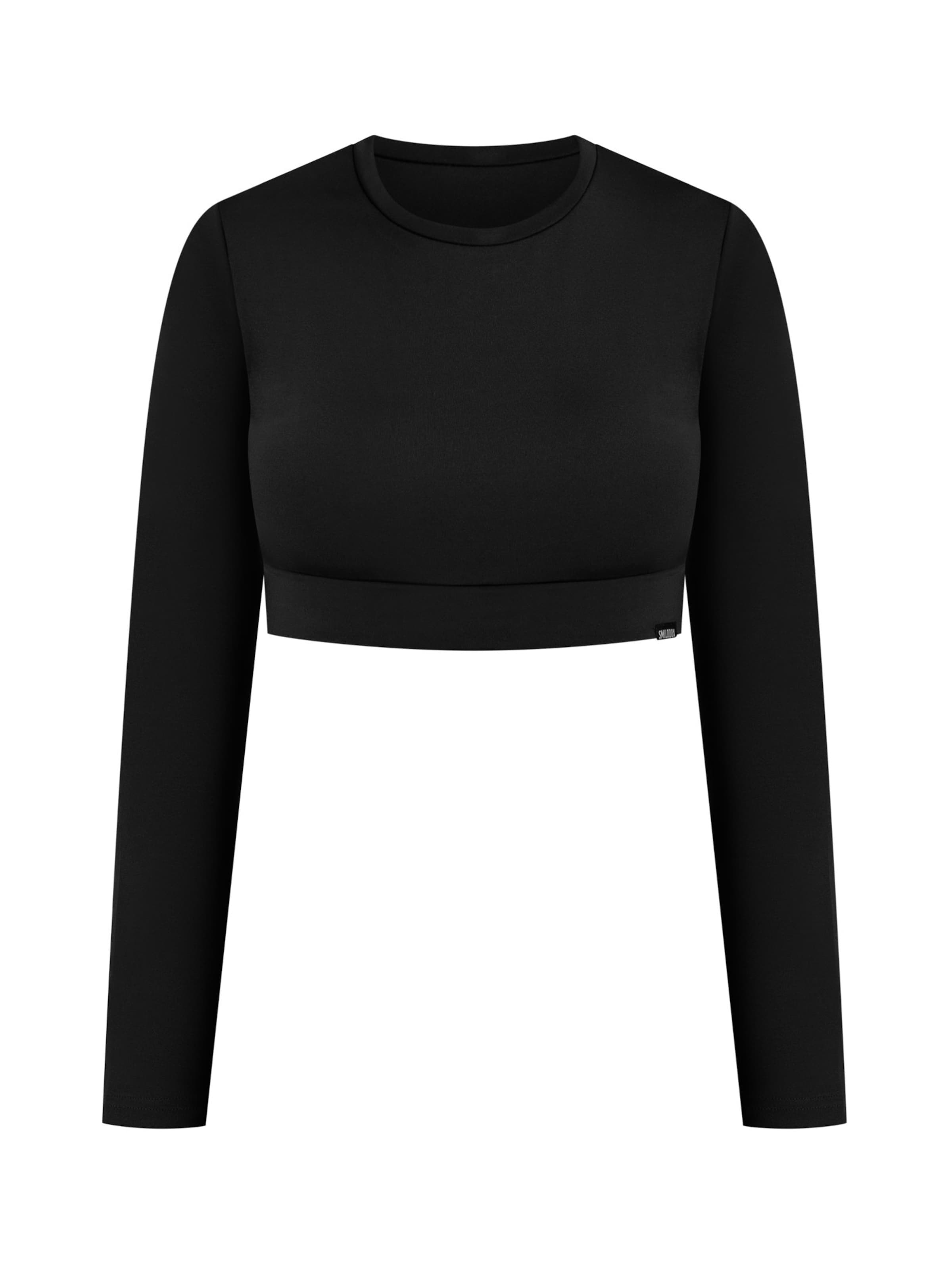 Smilodox Crop Longsleeve ' Tisha ' in Schwarz: Vorderseite