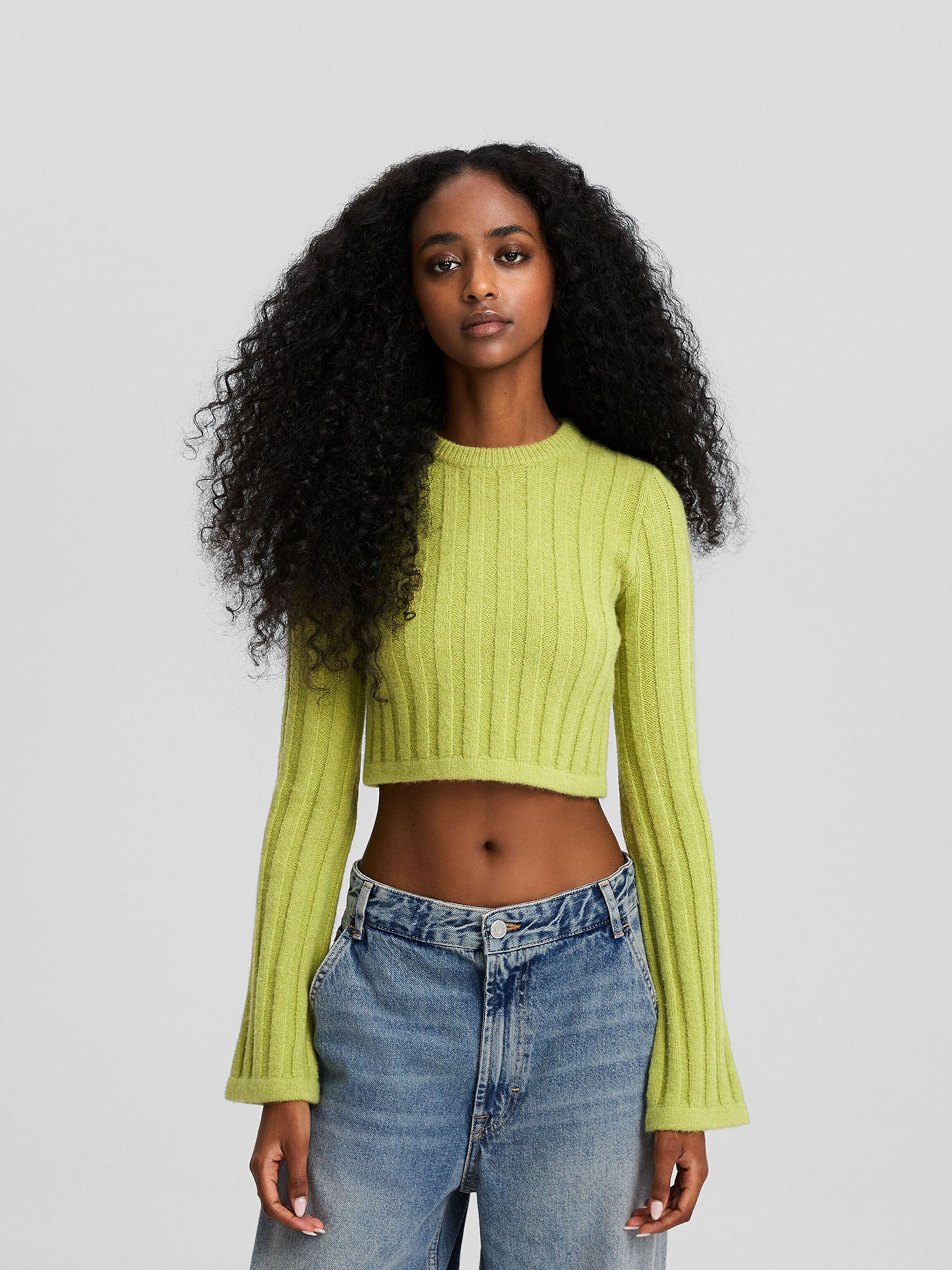 Bershka Sweater in Light Green ABOUT YOU