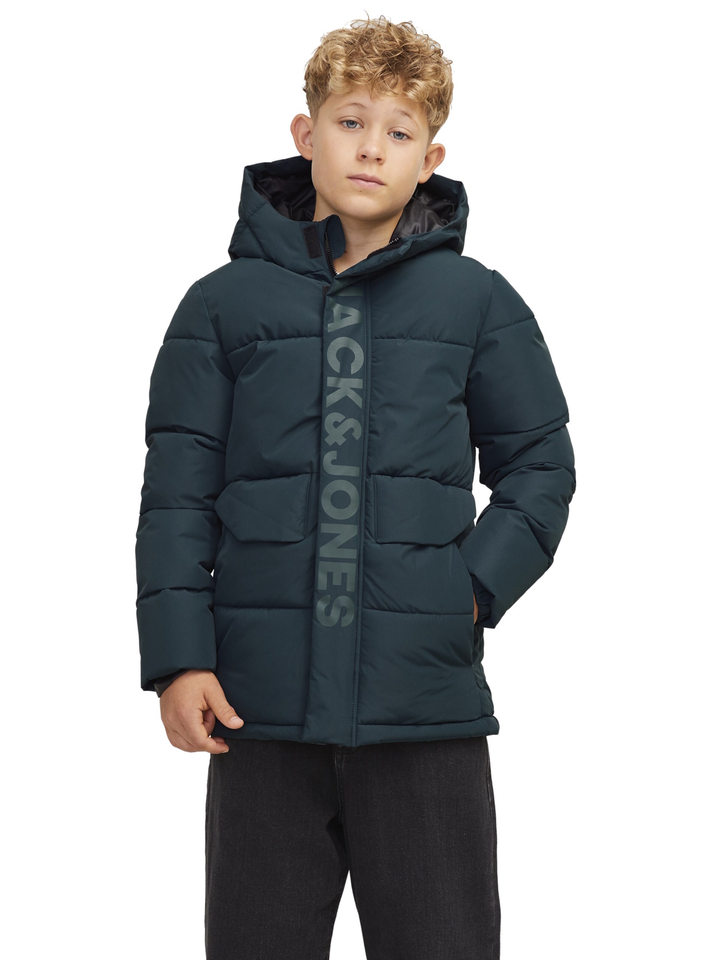 Jack & Jones Junior - Casaco de inverno 'JCOSpeed' em verde: frente