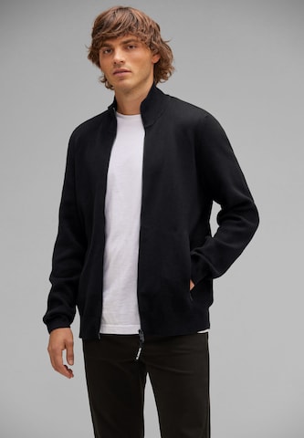 Street One MEN Knit Cardigan in Black: front