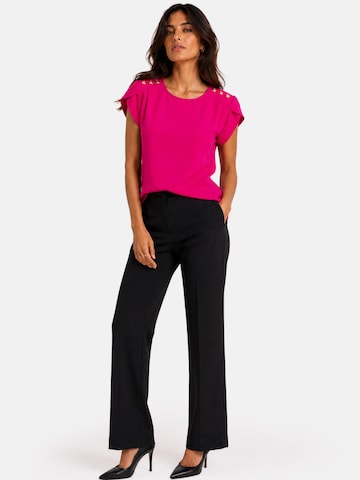 REGINA FASHION Blouse 'Short Sleeve Blouse with Decorative Shoulder Buttons' in Roze