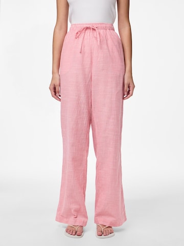 PIECES Wide leg Trousers 'PCApia' in Pink: front