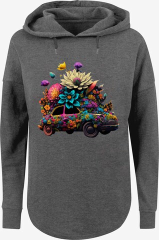 F4NT4STIC Sweatshirt 'Blumen Auto' in Grijs: voorkant