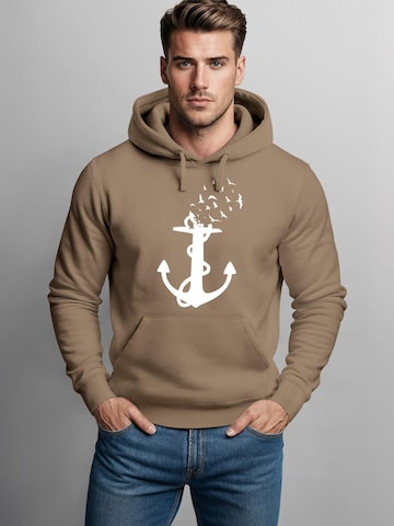 Neverless Sweatshirt 'Anker Vögel' in Brown