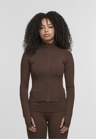 DEF Sportief sweatvest in Bruin: voorkant