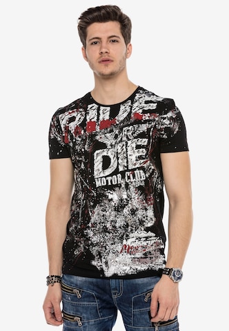 CIPO & BAXX Shirt 'RIDE OR DIE' in Zwart: voorkant