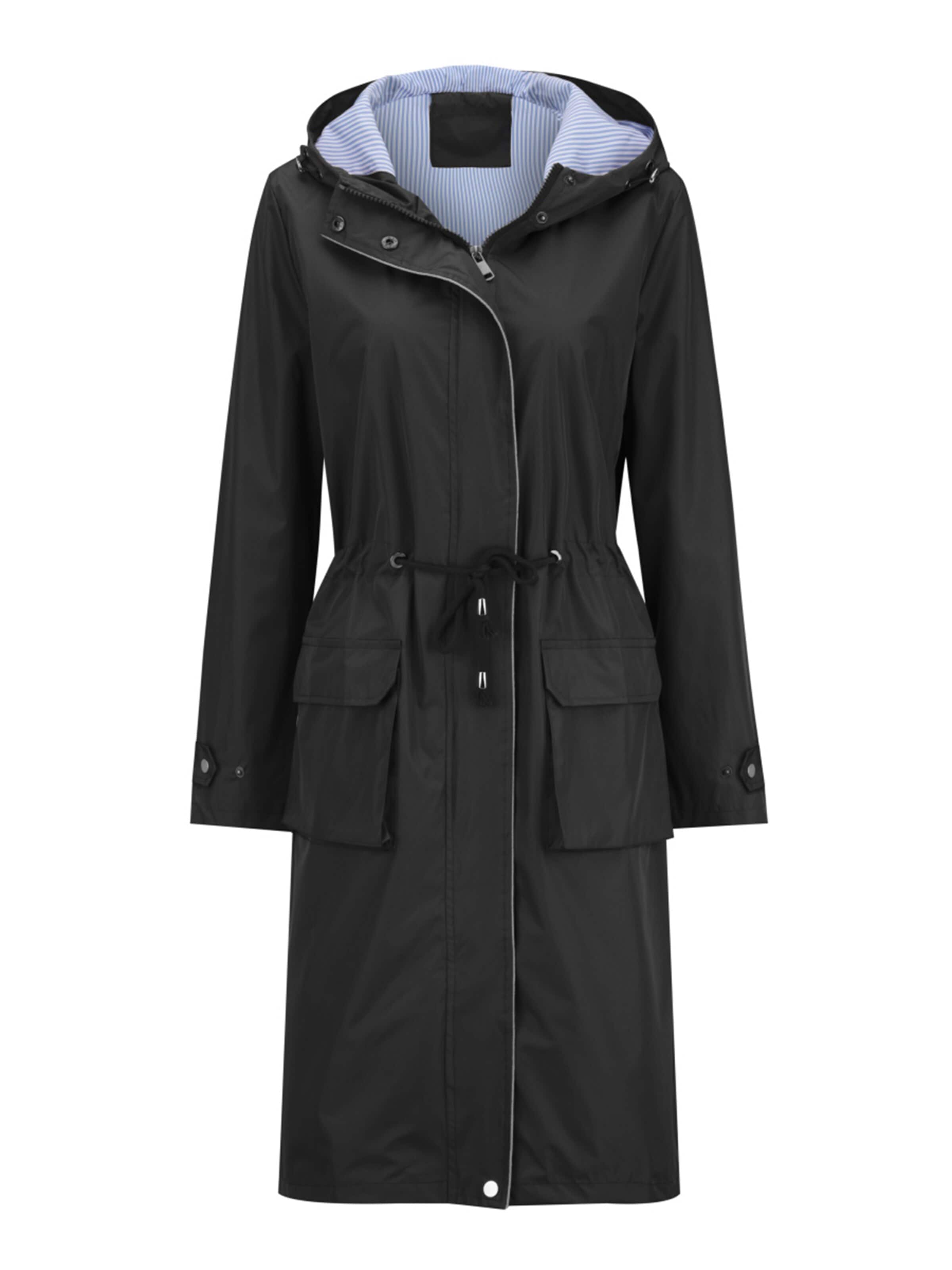 YOUTHUP Between-Seasons Coat 'Schwebe' in Black: front