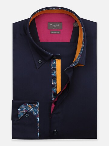 Camicia 'Roma Iconic Satin Man Shirt Grey' di 7Camicie in blu: frontale