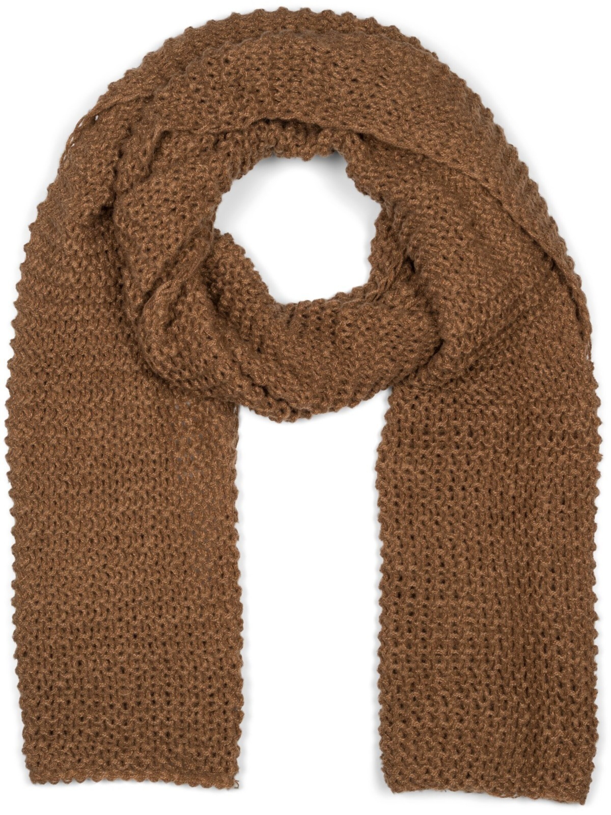 styleBREAKER Schal 'Langer Strick Schal mit Wellen Strickmuster'‌‌ in Braun: Vorderseite