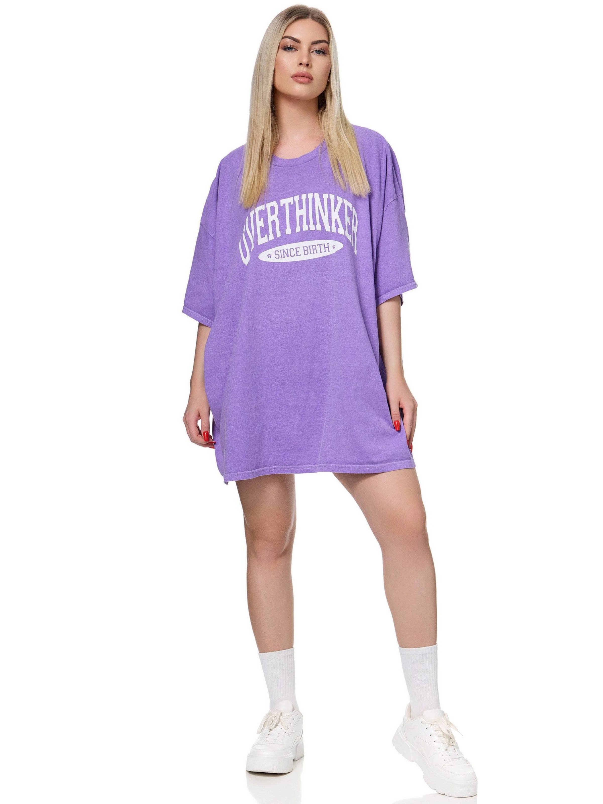 Worldclassca Oversized Shirt 'Overthinker' in Purple