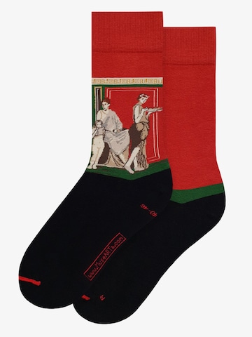 MuseARTa Socks 'Unbekannter römischer Künstler - Salone dei Misteri' in Red: front