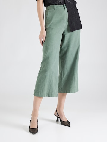 QS Wide leg Broek in Groen: voorkant