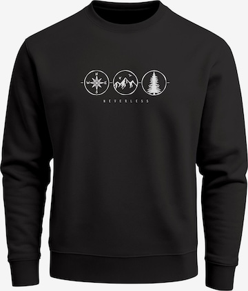 Neverless Sweatshirt 'Outdoor Kompass' in Schwarz: Vorderseite