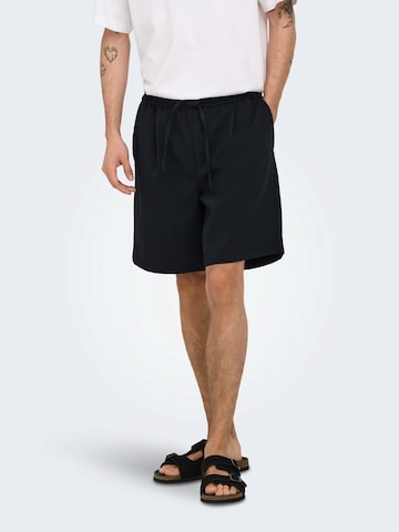 Only & Sons Loose fit Pleat-Front Pants 'ONSWill' in Black: front