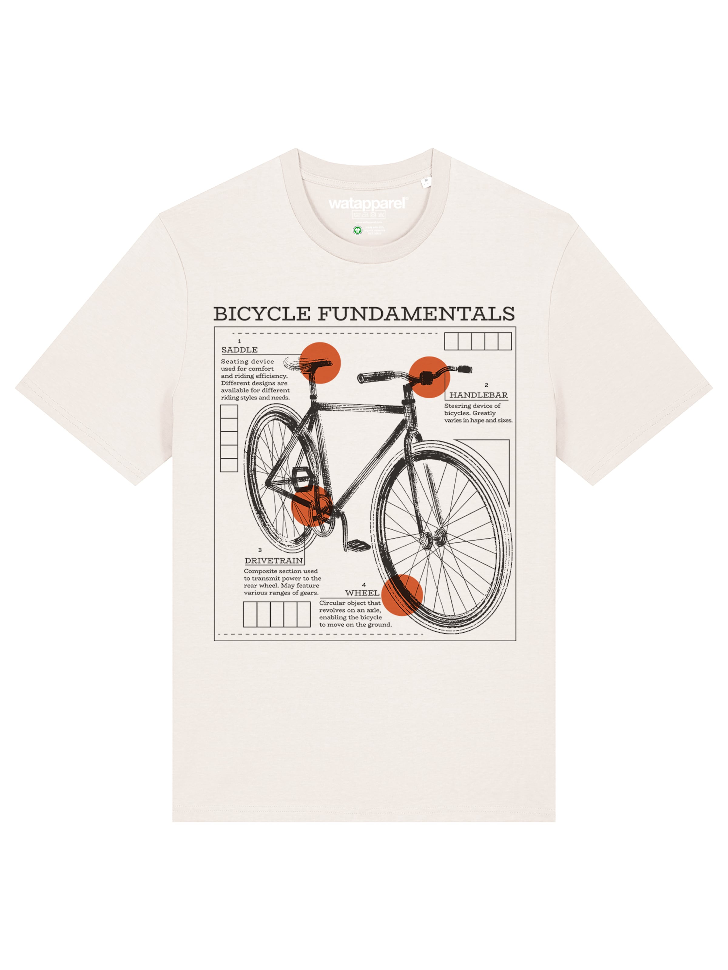 Watapparel T-Shirt 'Fahrrad Grundlagen' in Weiß: Vorderseite