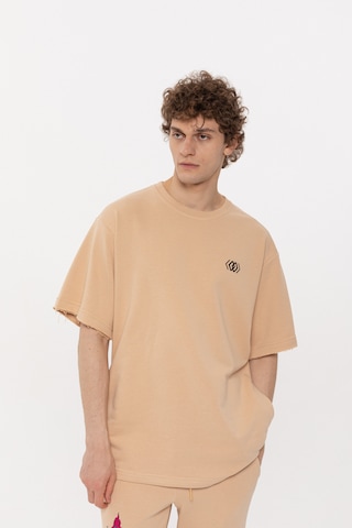 T-Shirt ET Nos en beige : devant